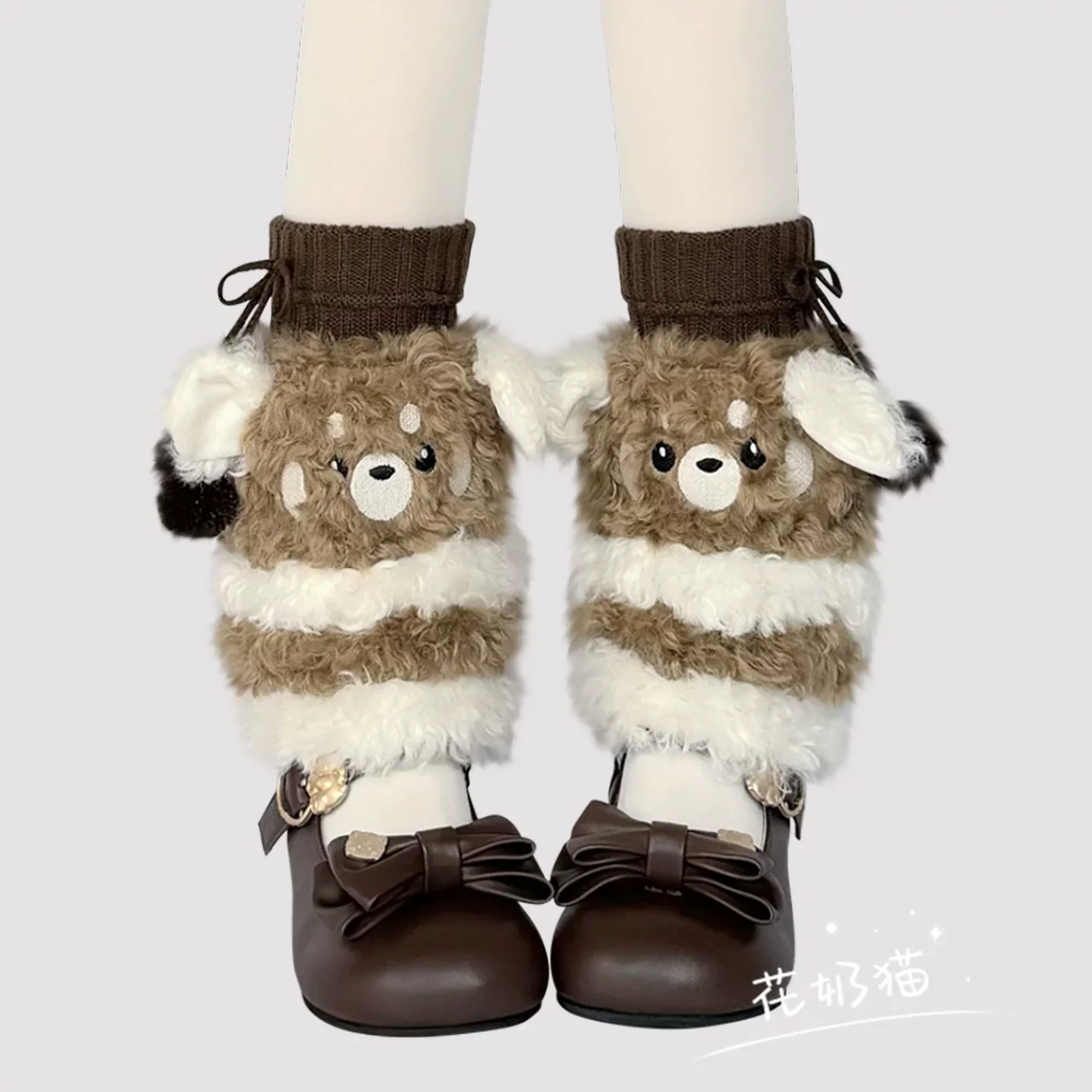 Plush Winter Kawaii Lolita Leg Warmers, Bear-shaped - Image 4