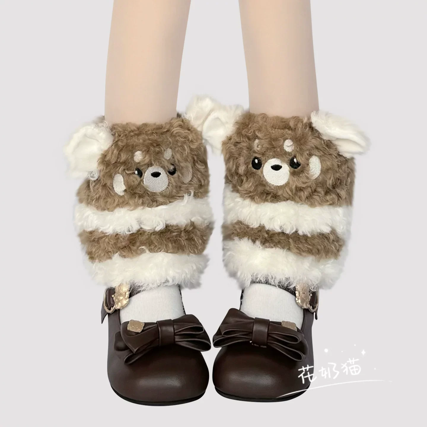Plush Winter Kawaii Lolita Leg Warmers, Bear-shaped - Image 5
