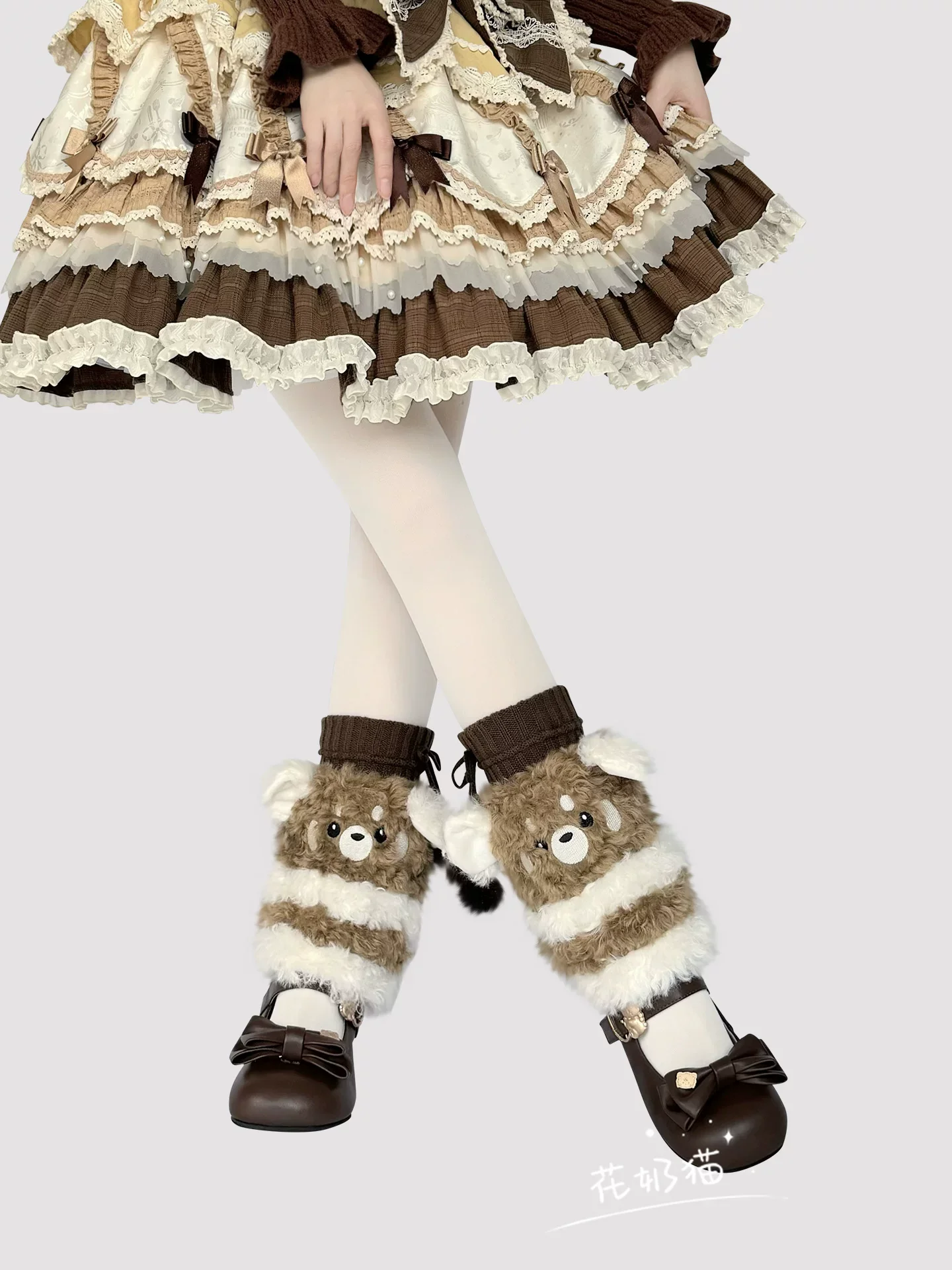 Plush Winter Kawaii Lolita Leg Warmers, Bear-shaped - Image 7
