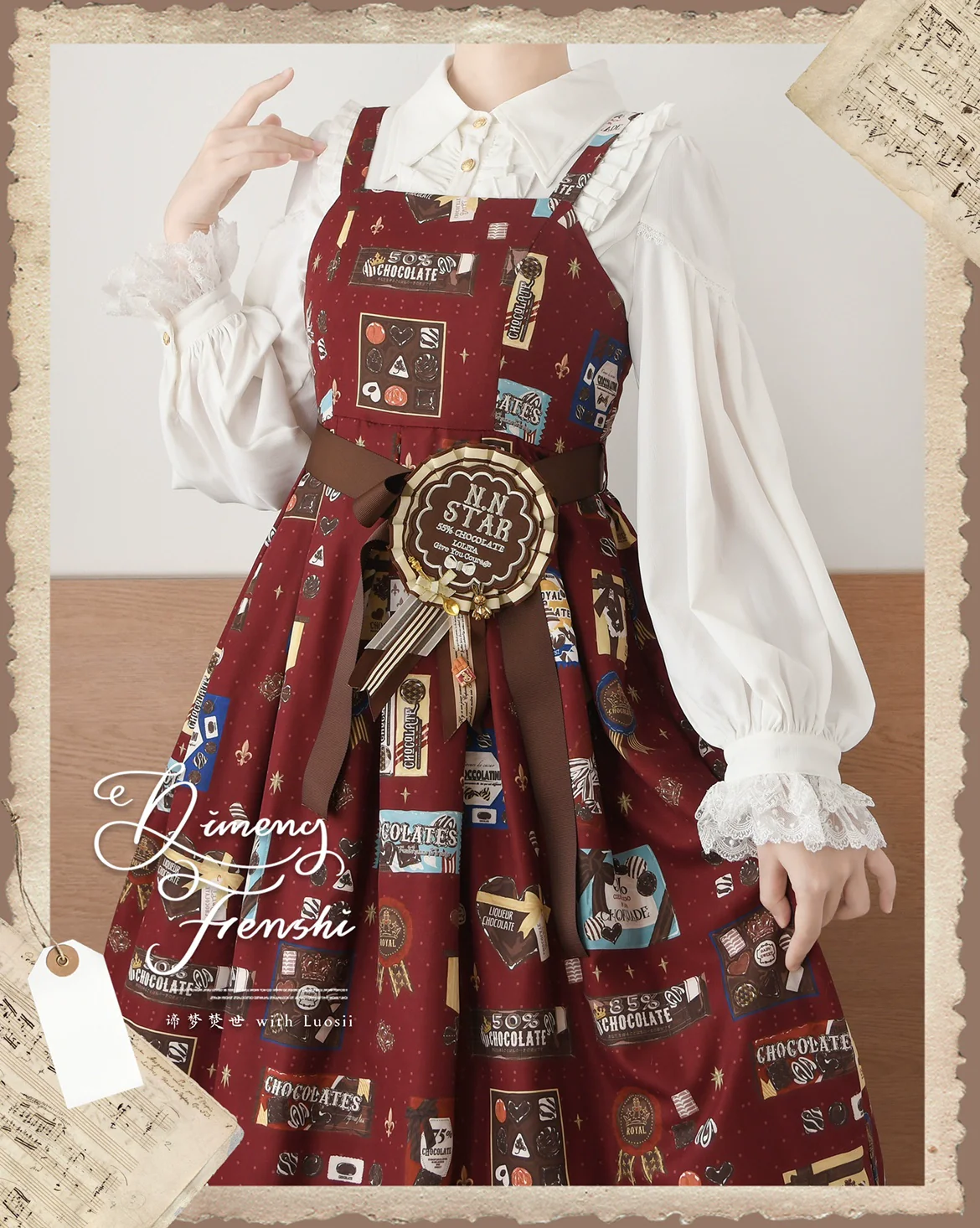 Night Banquet - Pointed Collar Classic Lolita Shirt, Long Sleeve - Image 16