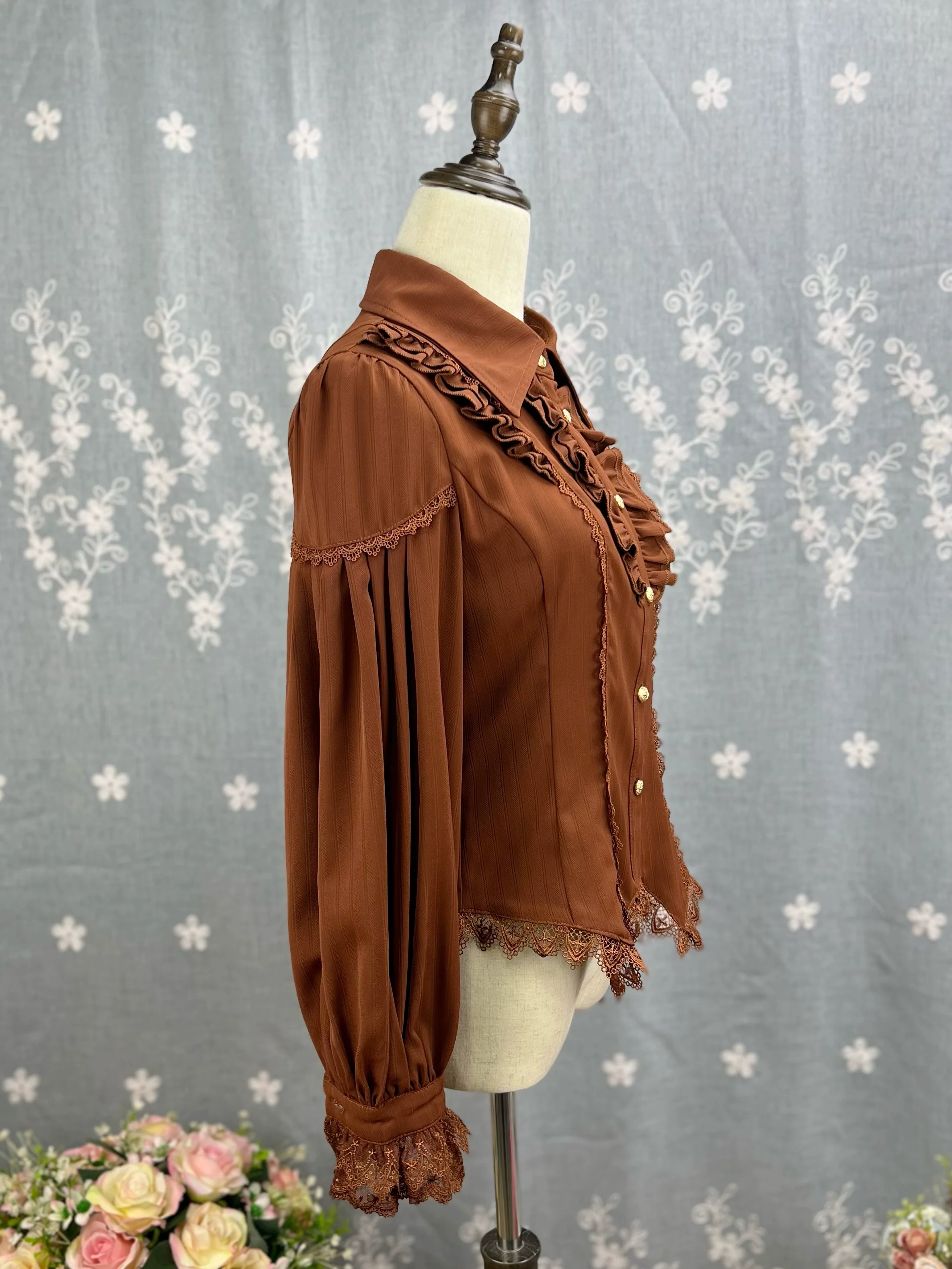 Night Banquet - Pointed Collar Classic Lolita Shirt, Long Sleeve - Image 22