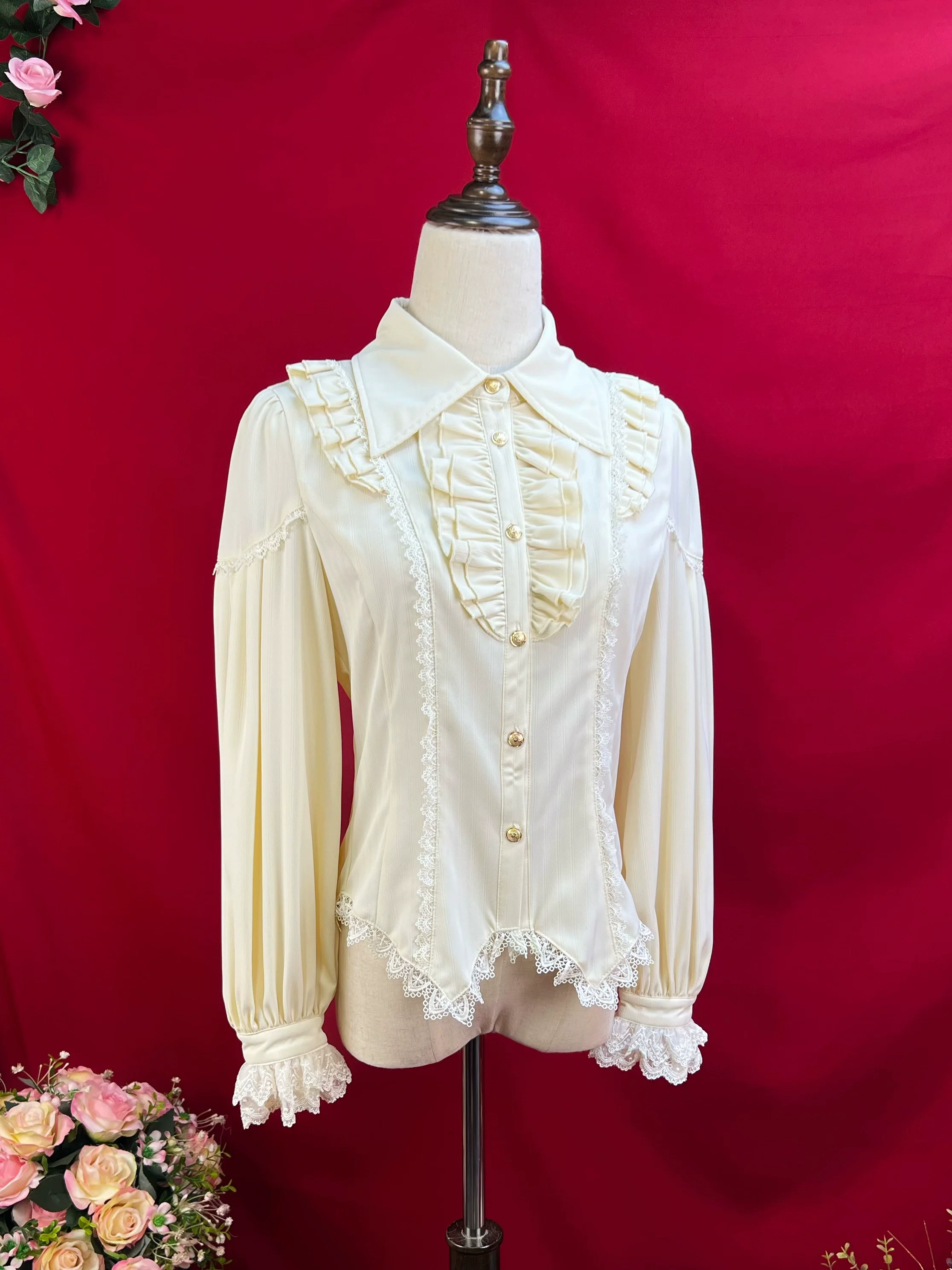 Night Banquet - Pointed Collar Classic Lolita Shirt, Long Sleeve - Image 25