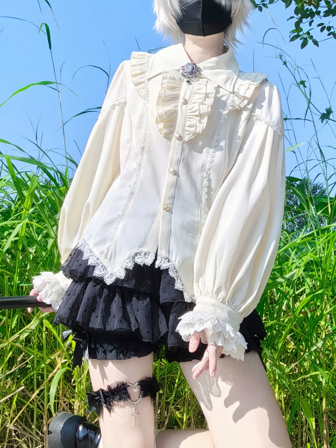 Night Banquet - Pointed Collar Classic Lolita Shirt, Long Sleeve - Image 7