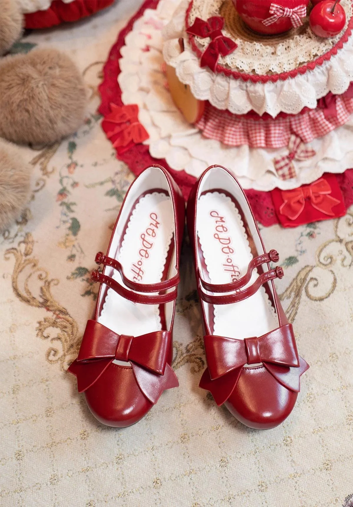 MODO - Apple Candy - Pointed Toe Lolita Shoes, Low Block Heel - Image 3