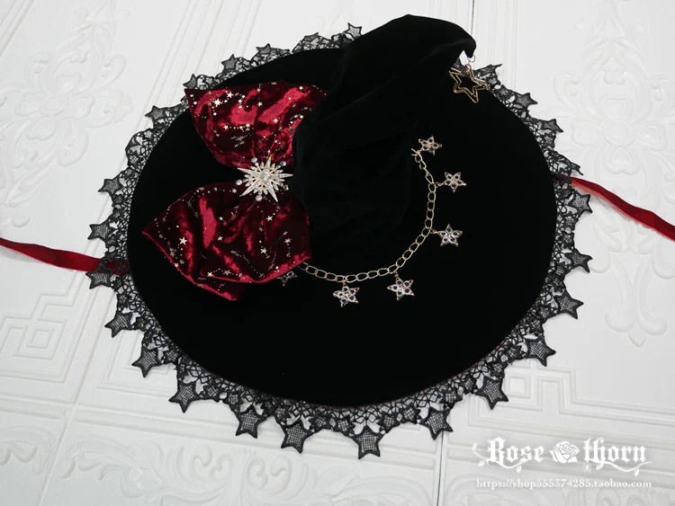 Rose Thorn - Polar Night Sky - Halloween Gorgeous Gilding Lolita Witch Hat - Image 17