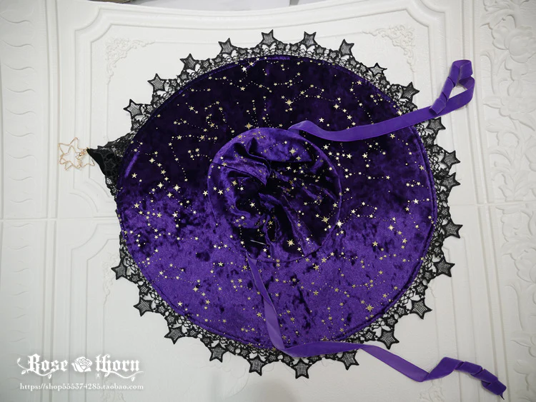 Rose Thorn - Polar Night Sky - Halloween Gorgeous Gilding Lolita Witch Hat - Image 20