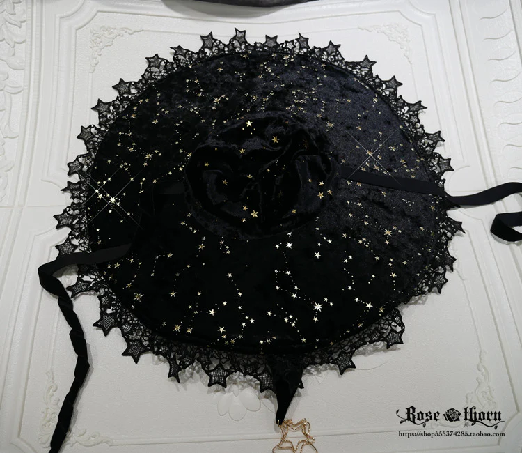 Rose Thorn - Polar Night Sky - Halloween Gorgeous Gilding Lolita Witch Hat - Image 21