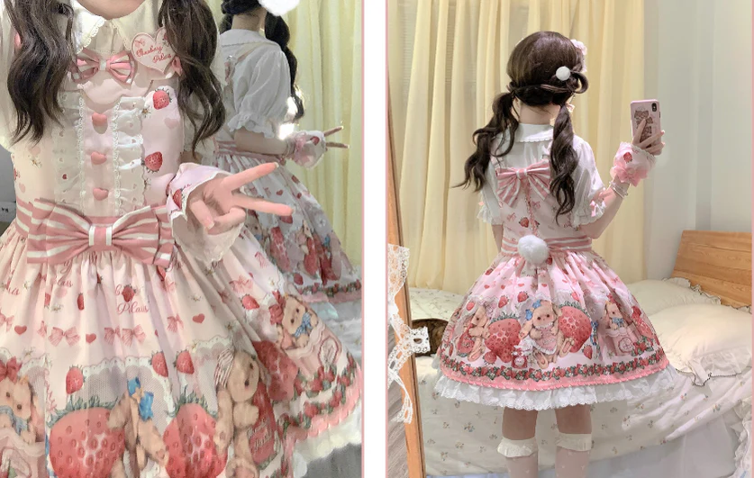 Rabbit Berry Gift Box - Sweet Lolita Salopette and Dress Set - Image 36
