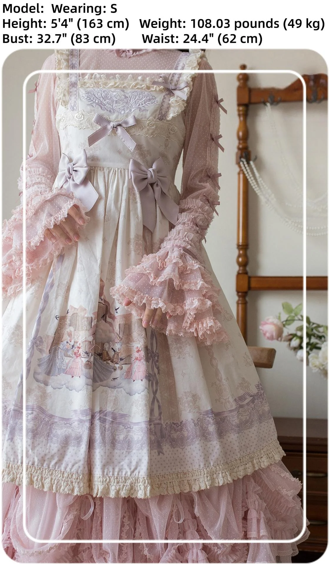 Vernal Feast - Polka Dot Lolita Blouse, Ruffled False Collar - Image 10