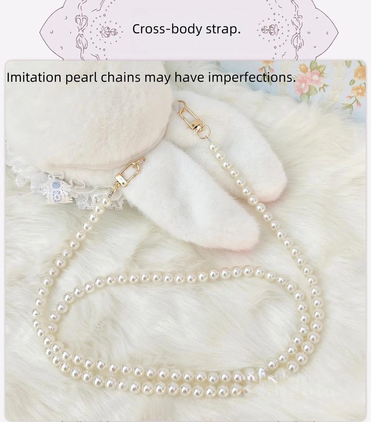 Bear Star - Posable Plush Bunny Lolita Bag, Detachable Pearl Chains - Image 12