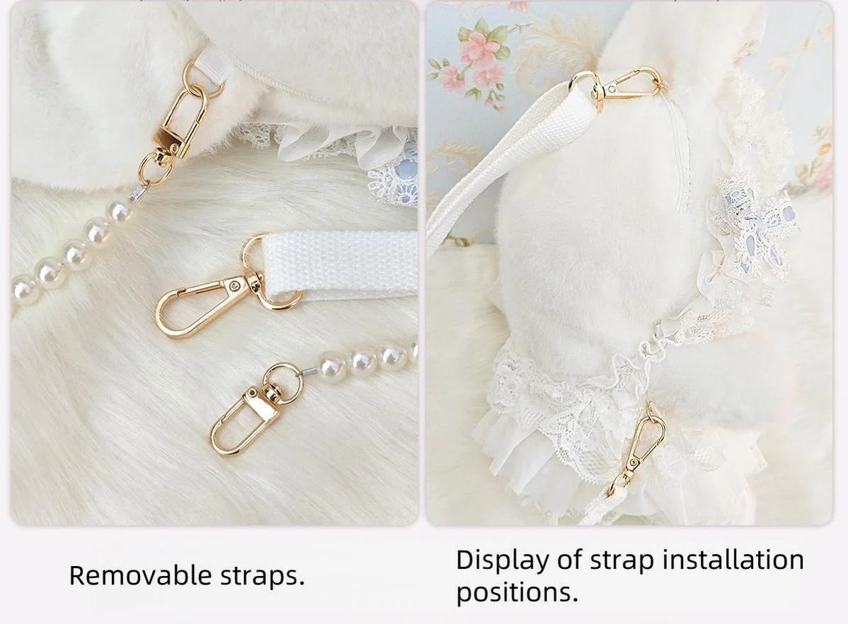 Bear Star - Posable Plush Bunny Lolita Bag, Detachable Pearl Chains - Image 15