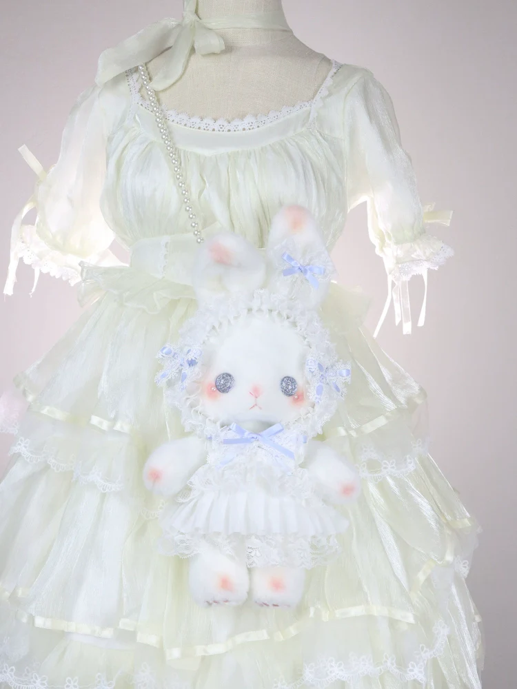 Bear Star - Posable Plush Bunny Lolita Bag, Detachable Pearl Chains - Image 3