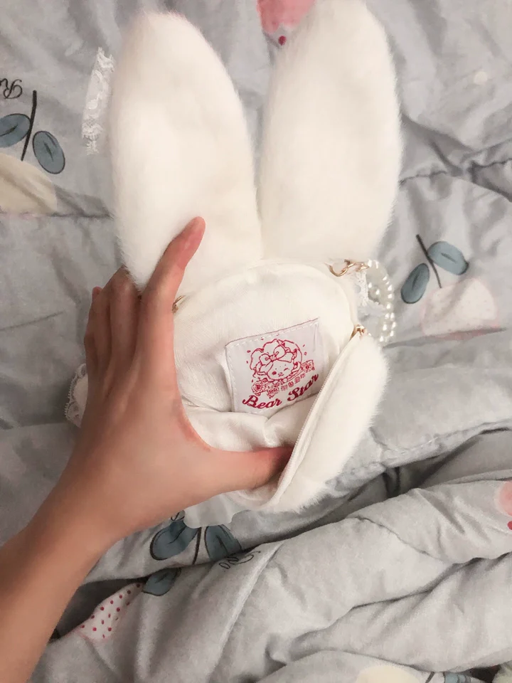 Bear Star - Posable Plush Bunny Lolita Bag, Detachable Pearl Chains - Image 7