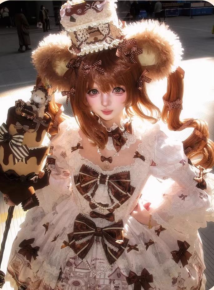 Little Bear Workshop - Printed Sweet Lolita Dress, Long Sleeved Blouse - Image 12