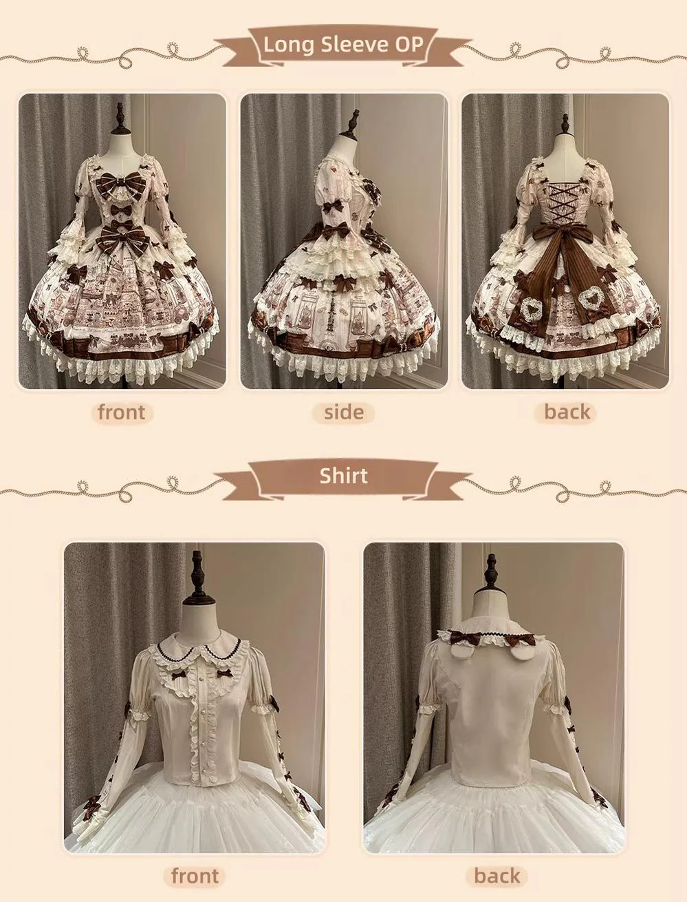 Little Bear Workshop - Printed Sweet Lolita Dress, Long Sleeved Blouse - Image 14