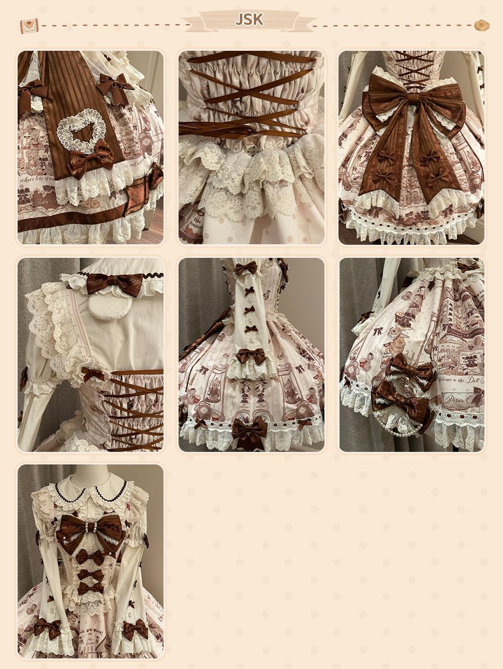 Little Bear Workshop - Printed Sweet Lolita Dress, Long Sleeved Blouse - Image 7