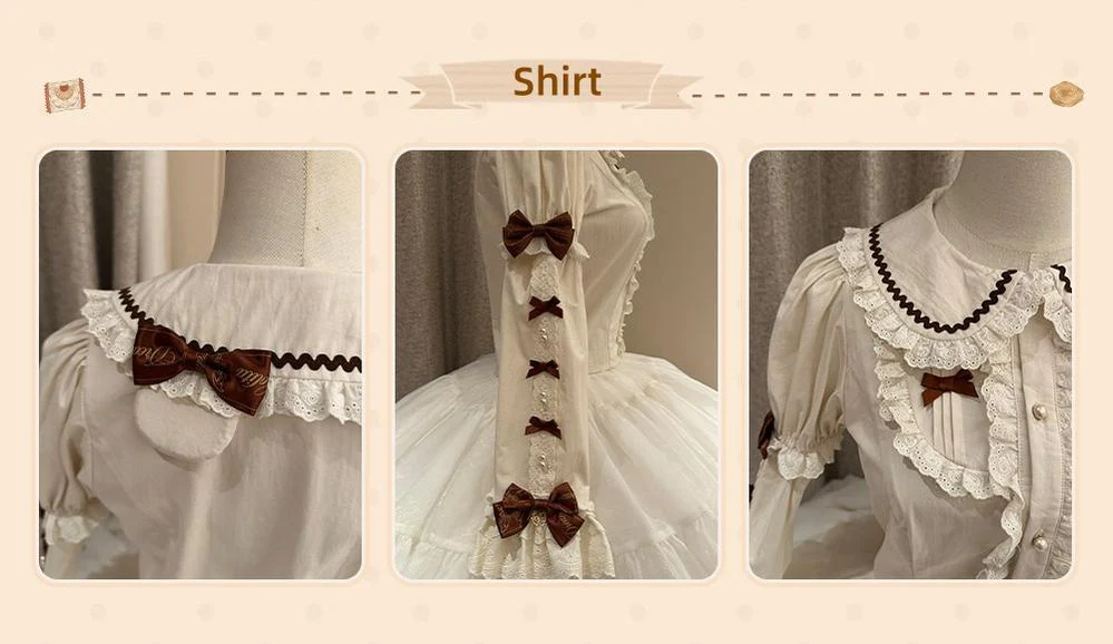 Little Bear Workshop - Printed Sweet Lolita Dress, Long Sleeved Blouse - Image 9