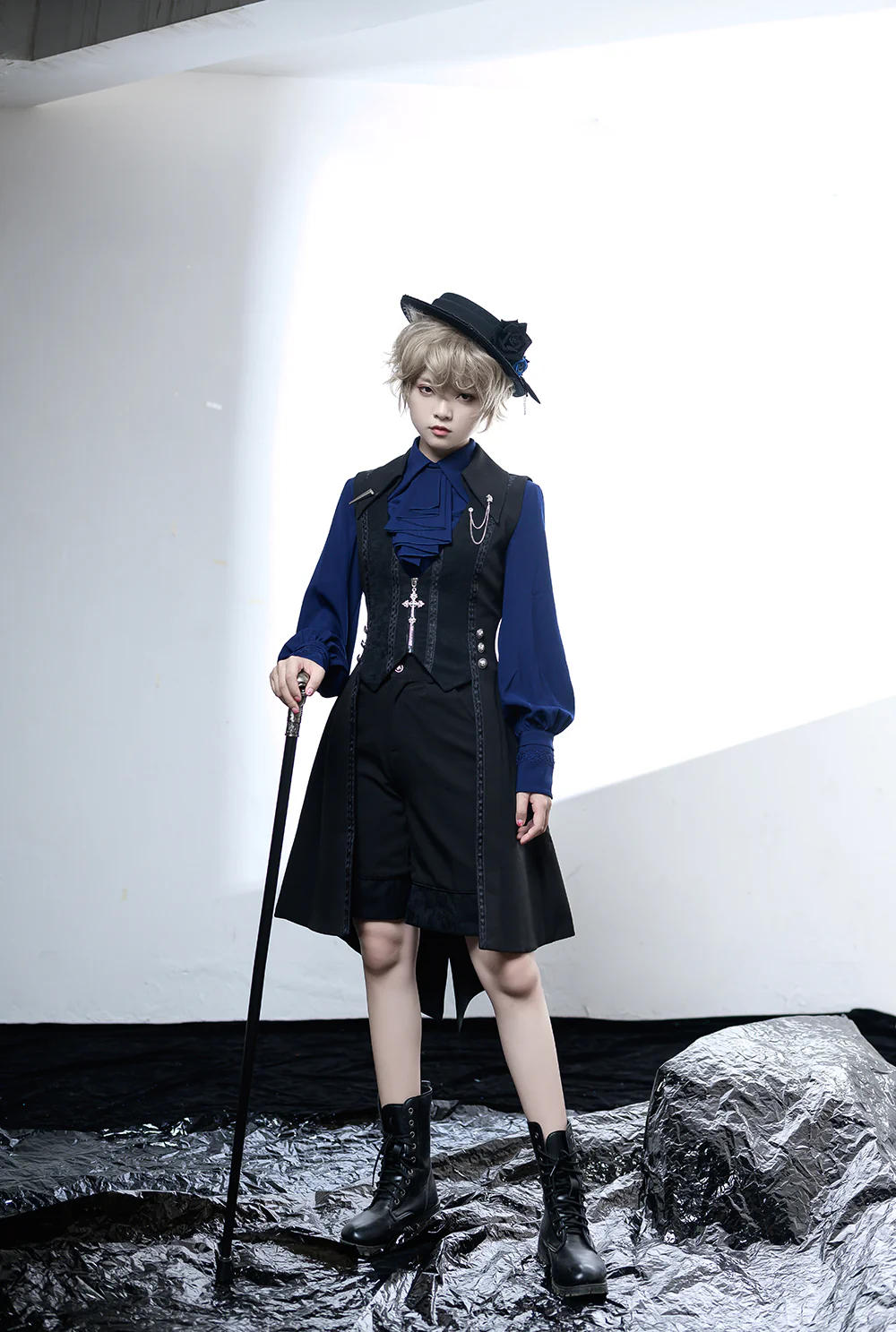 Black and Blue - Ouji Lolita Casual Shorts - Image 4
