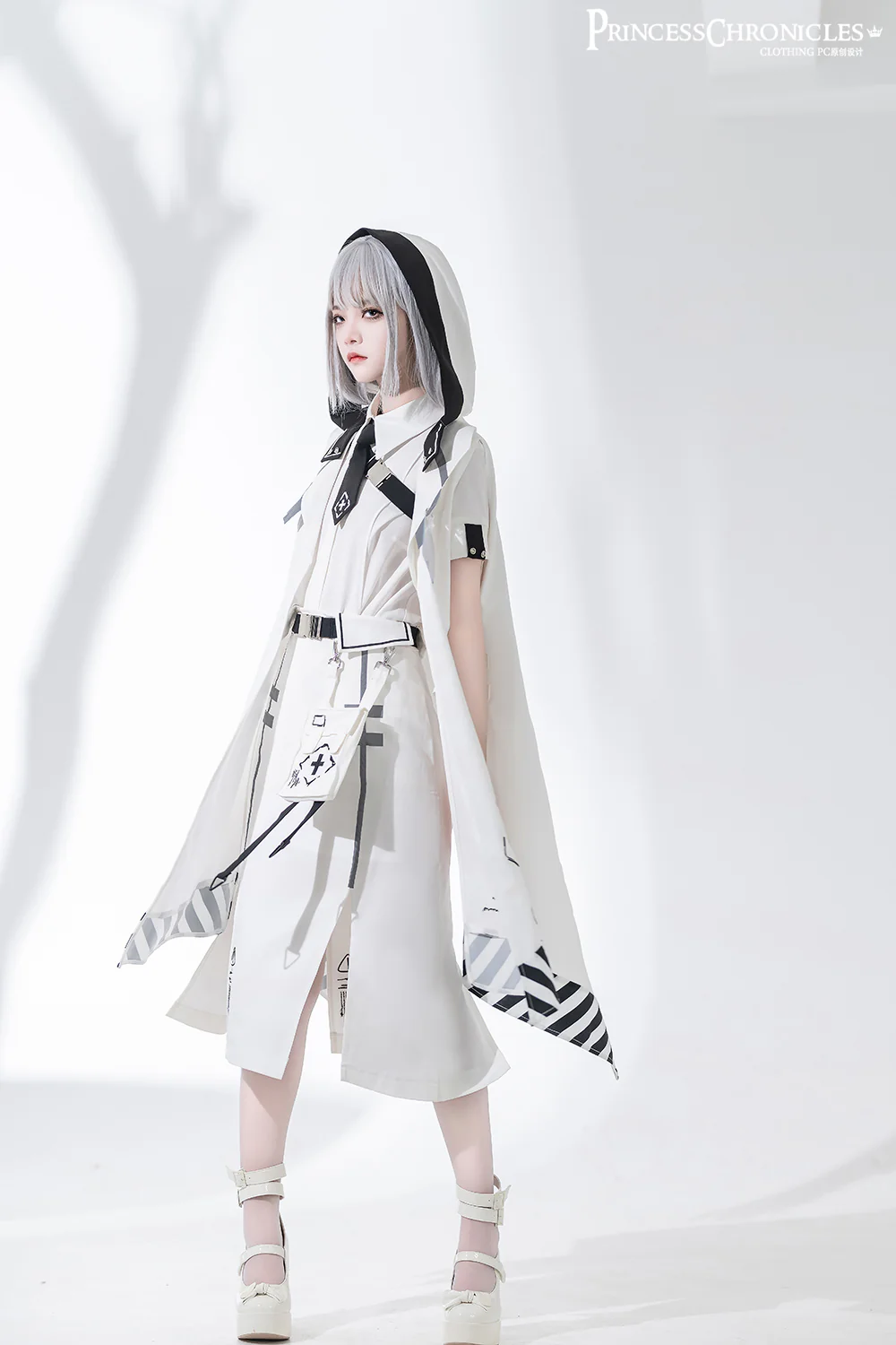 Dry sea and Ashlar - Techwear-inspired White Cloak Set - Image 21