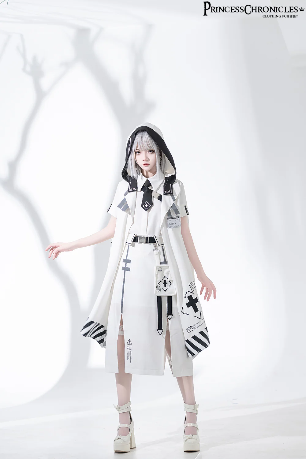 Dry sea and Ashlar - Techwear-inspired White Cloak Set - Image 22