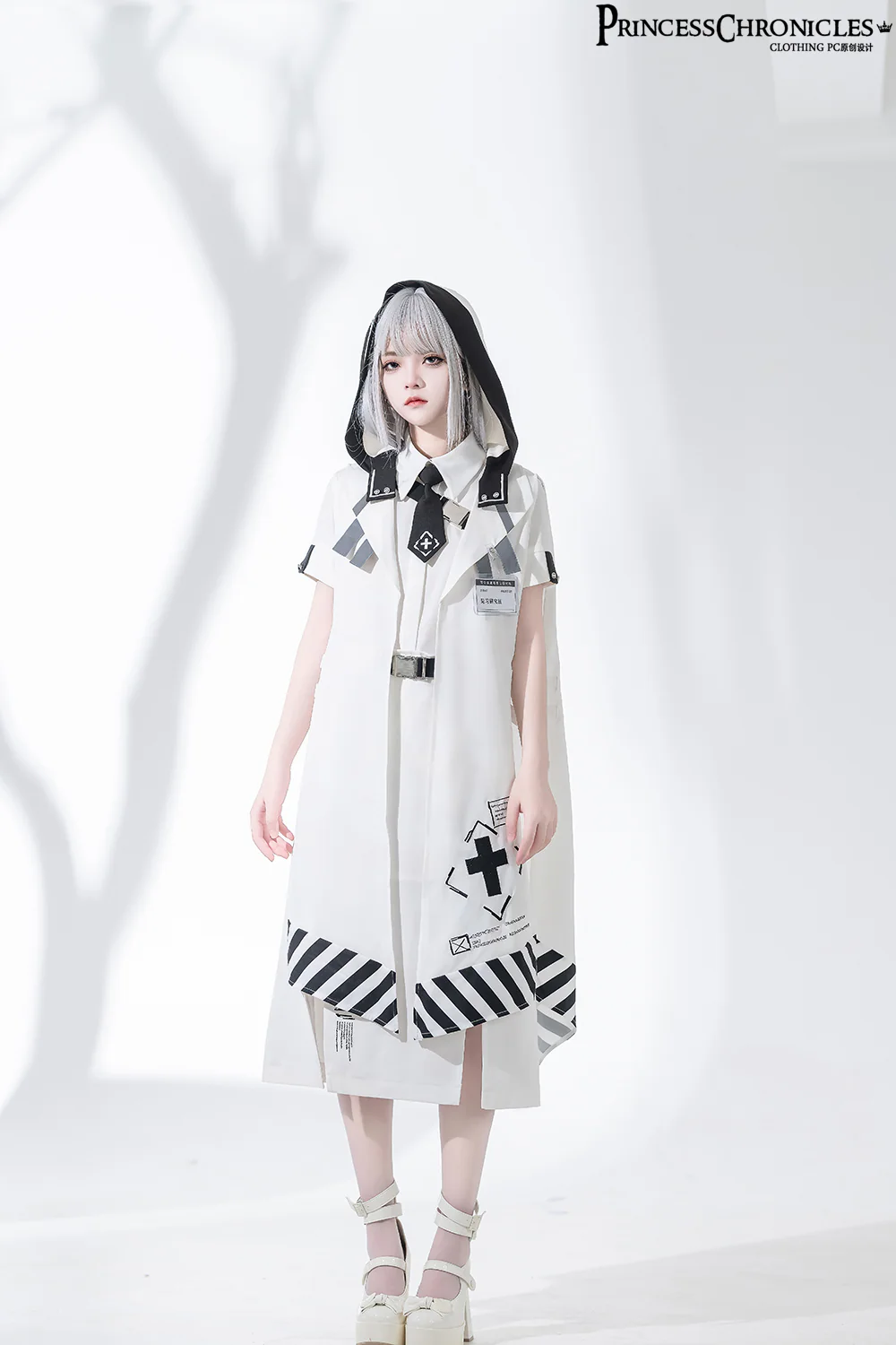 Dry sea and Ashlar - Techwear-inspired White Cloak Set - Image 3