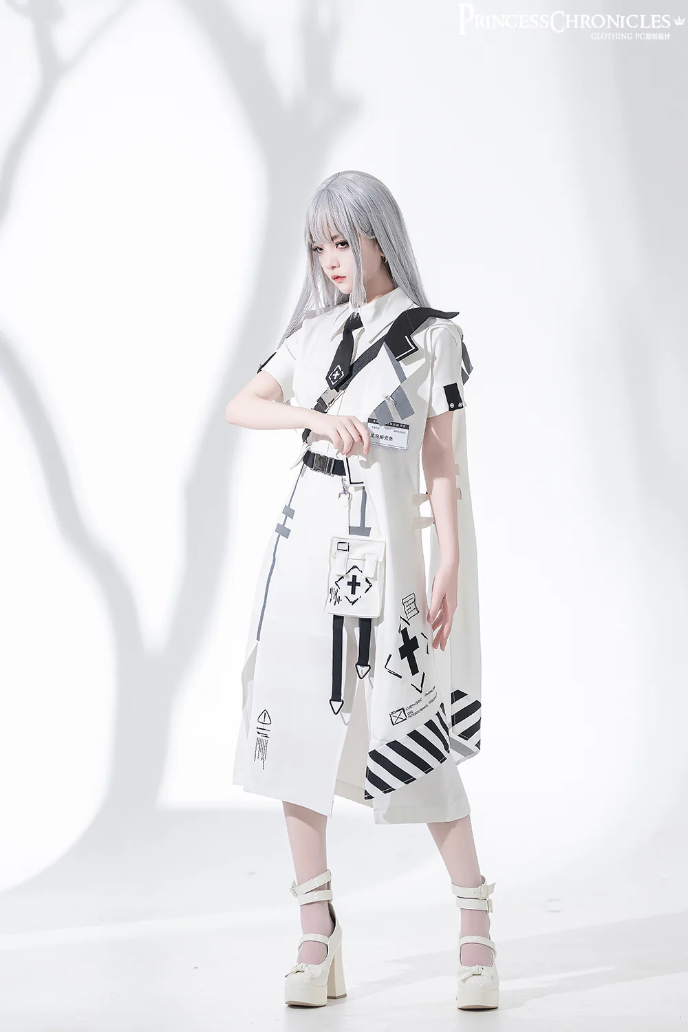 Dry sea and Ashlar - Techwear-inspired White Cloak Set - Image 8