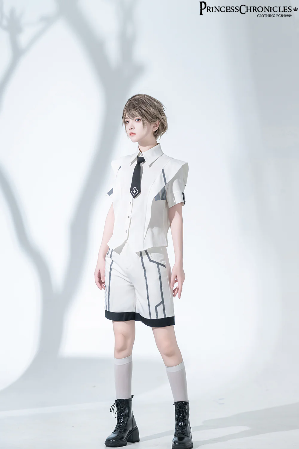 Dry sea and Ashlar - Handsome Futuristic Style White Short Set - Image 13
