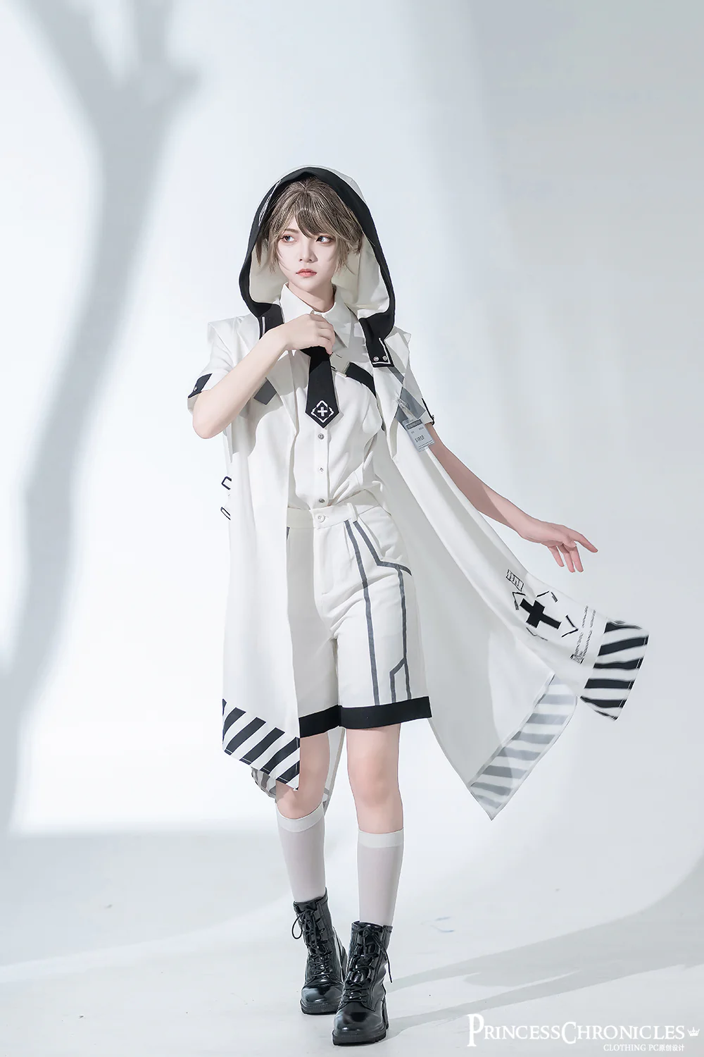 Dry sea and Ashlar - Handsome Futuristic Style White Short Set - Image 17