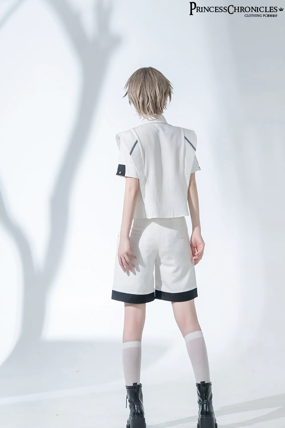 Dry sea and Ashlar - Handsome Futuristic Style White Short Set - Image 22