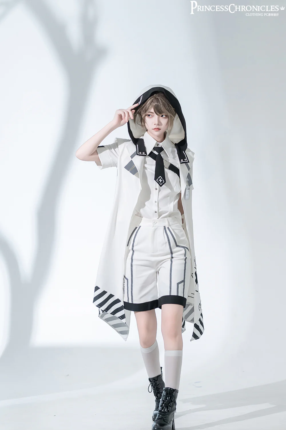 Dry sea and Ashlar - Handsome Futuristic Style White Short Set - Image 6
