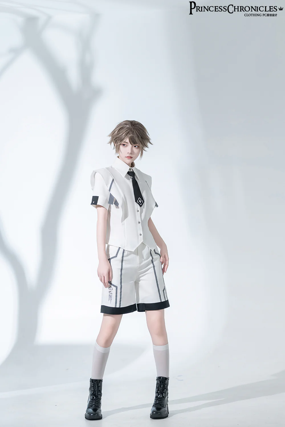 Dry sea and Ashlar - Handsome Futuristic Style White Short Set - Image 7