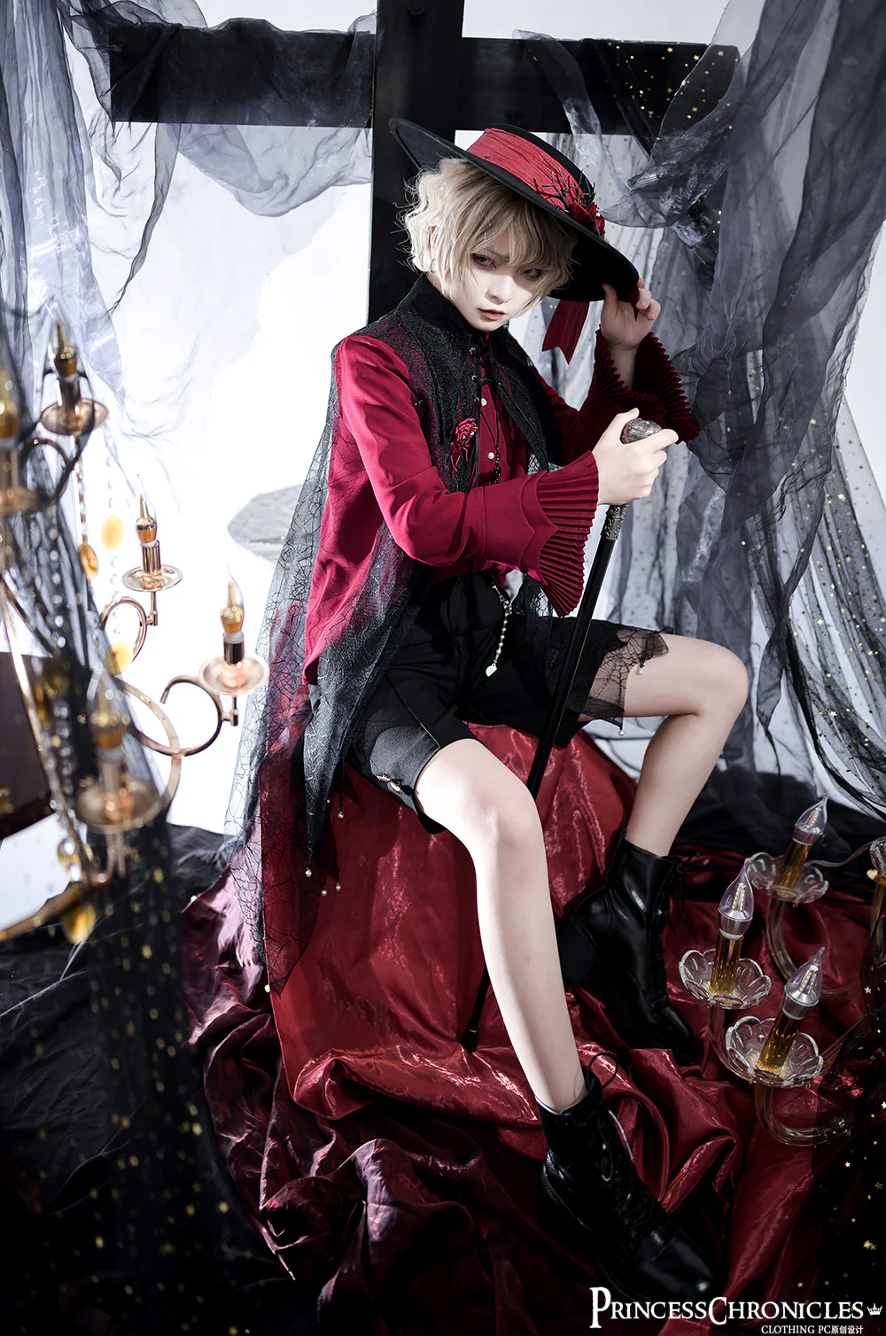 Floating Phantom - Gothic Ouji Lolita Sheer Cape - Image 10