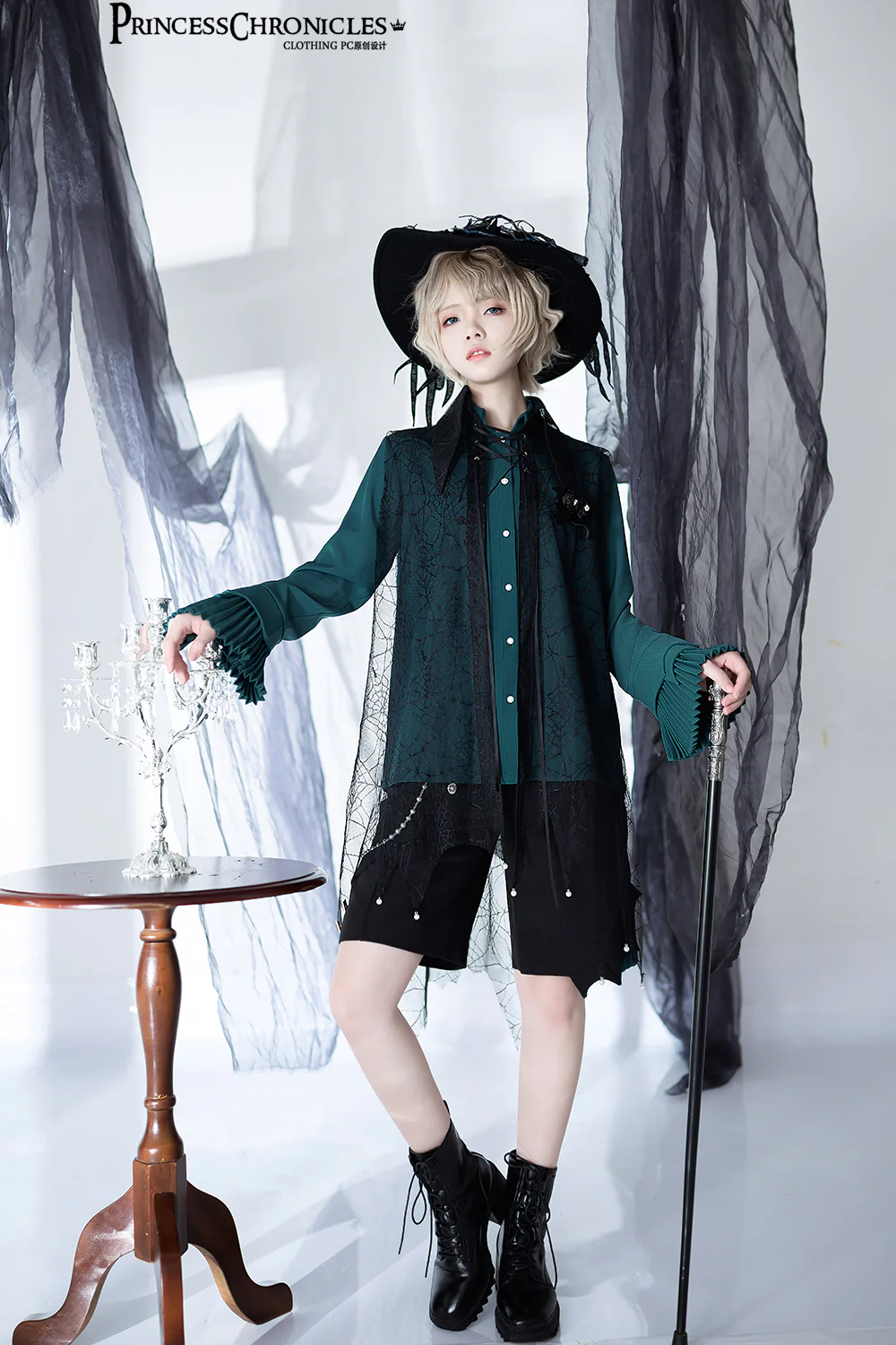 Floating Phantom - Gothic Ouji Lolita Sheer Cape - Image 13