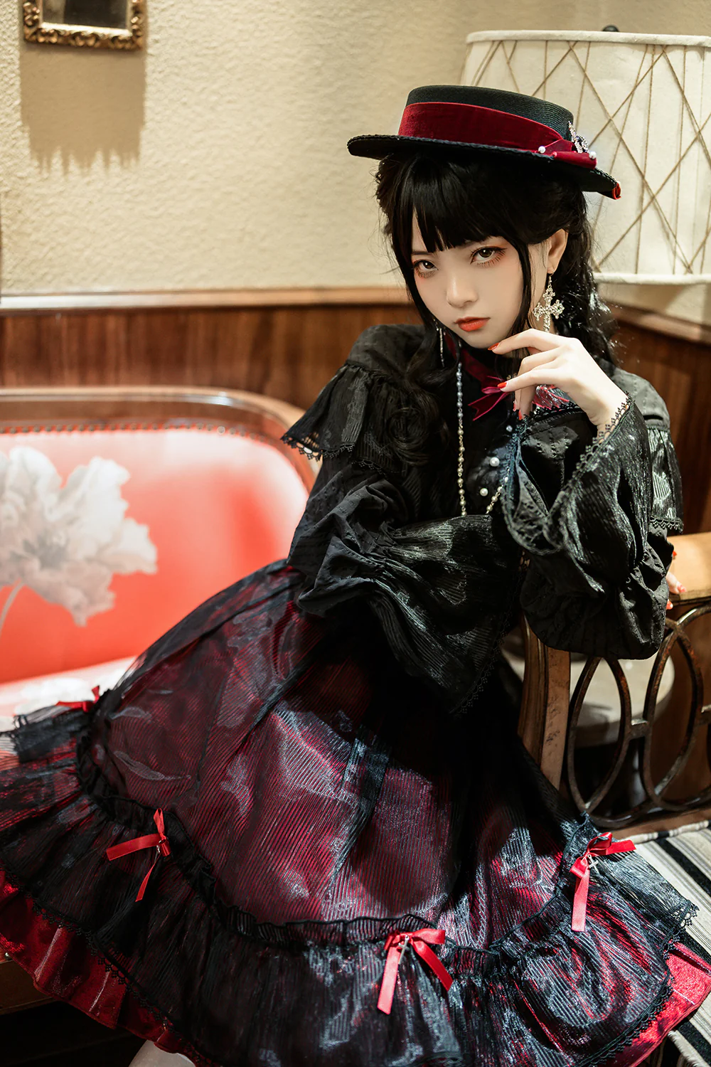 Gothic Lolita Cross Shaped Pearl Necklace - Image 4