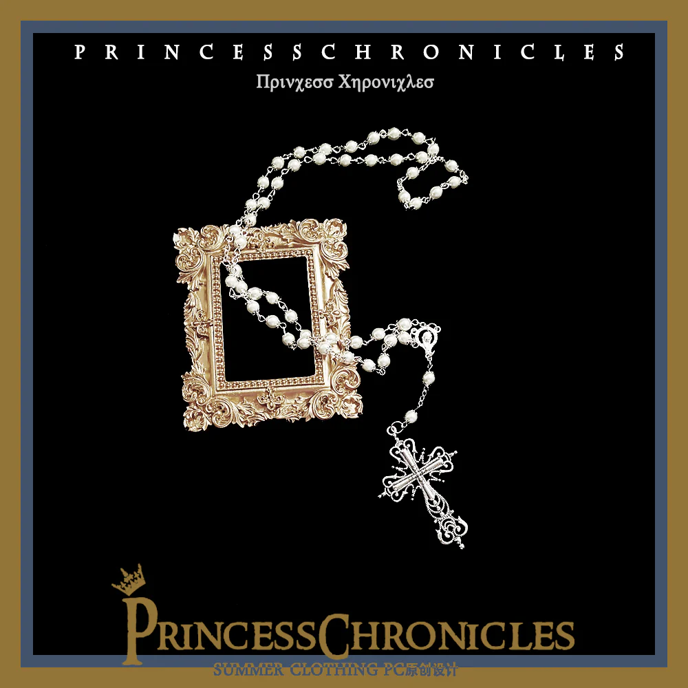 Gothic Lolita Cross Shaped Pearl Necklace - Image 9