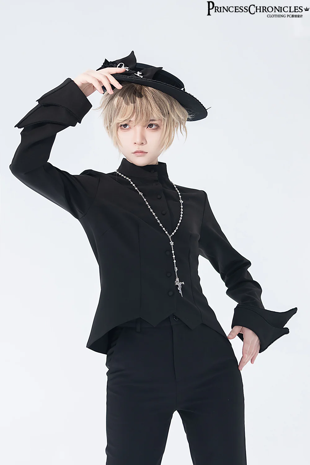 Yan Ye - Gothic Lolita Cross Shaped Rose Necklace - Image 5