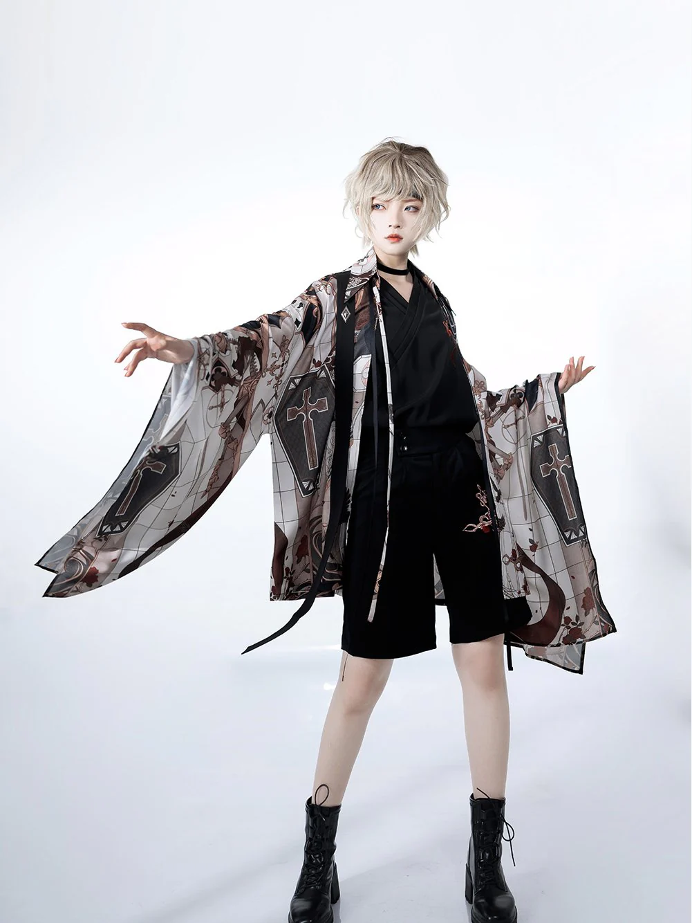 Night Instructions - Ouji Lolita Embroidery Shorts - Image 5