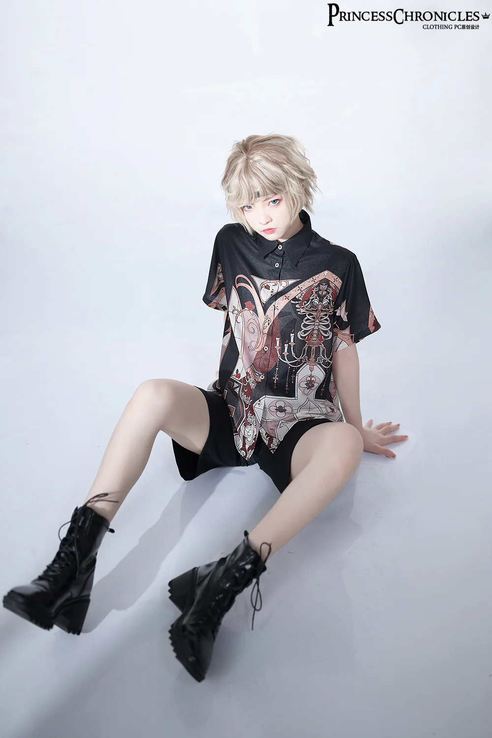 Night Instructions - Ouji Lolita Embroidery Shorts - Image 6