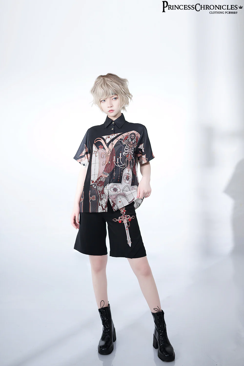 Night Instructions - Ouji Lolita Embroidery Shorts - Image 9