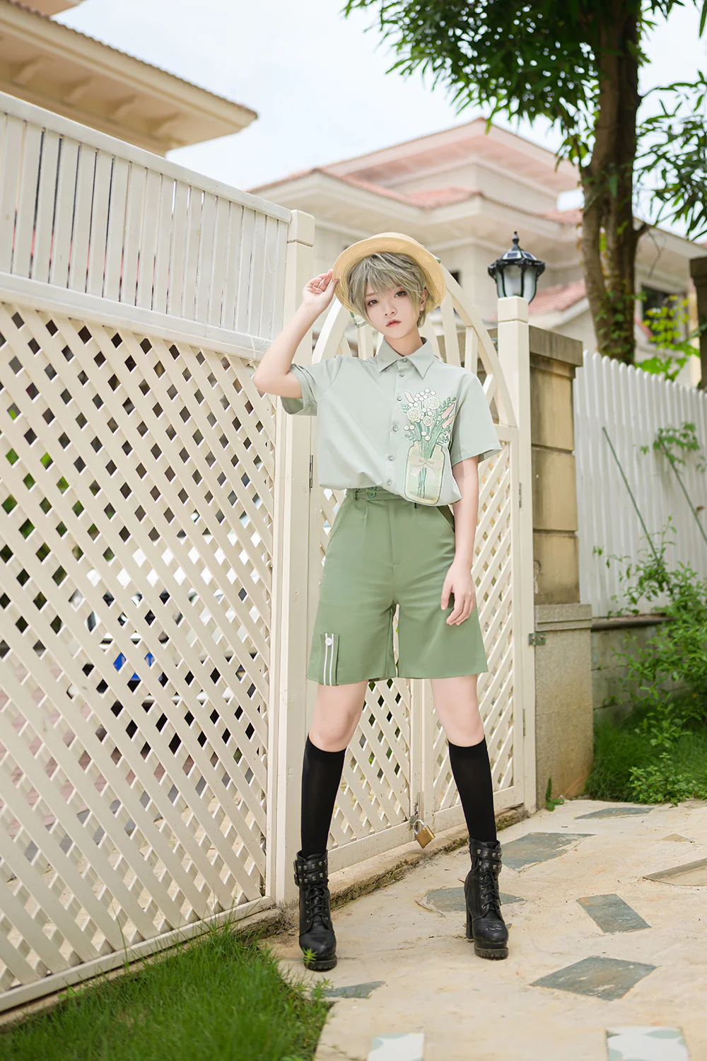 Limited Flowering Time - Ouji Lolita Green Prince Shorts - Image 7