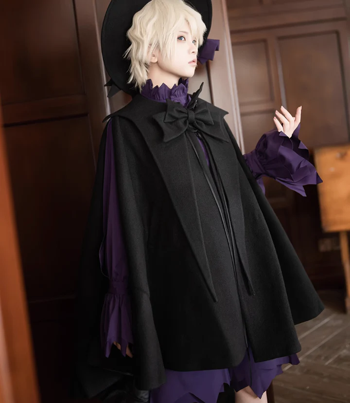 Ouji Lolita Prince Black Bow Cloak - Image 6