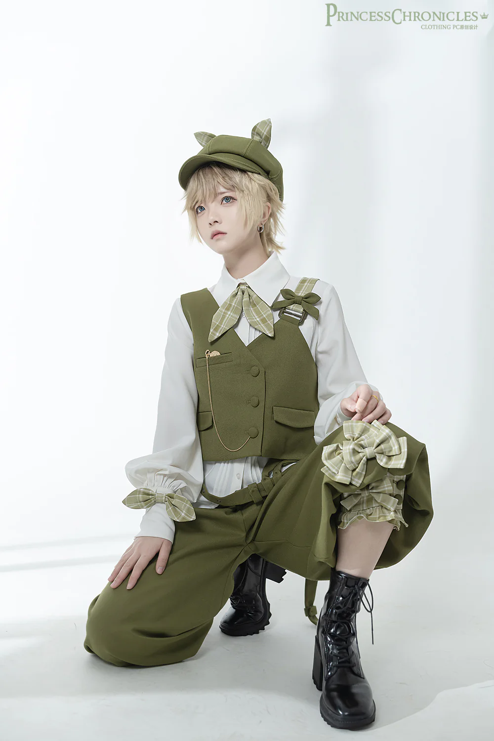 Secret Morning Paper - Ouji Lolita Shirt, Matcha Green Capri Pants - Image 12
