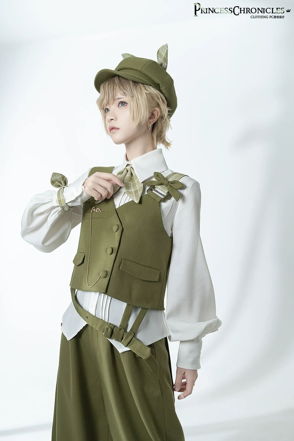Secret Morning Paper - Ouji Lolita Shirt, Matcha Green Capri Pants - Image 13