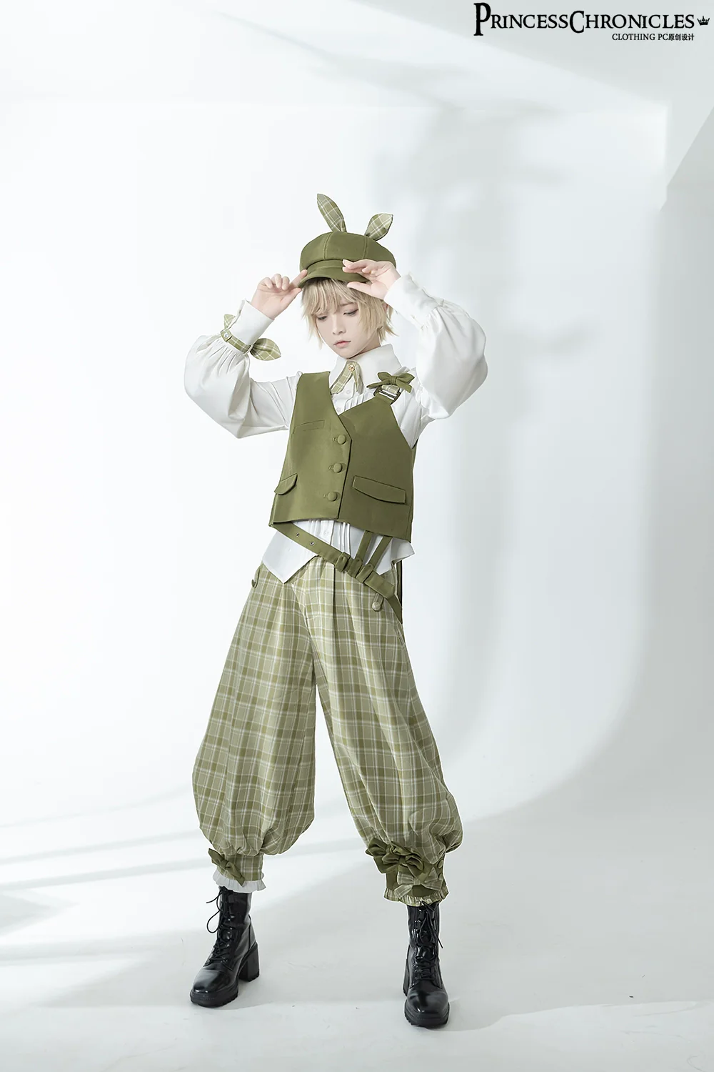 Secret Morning Paper - Ouji Lolita Shirt, Matcha Green Capri Pants - Image 15