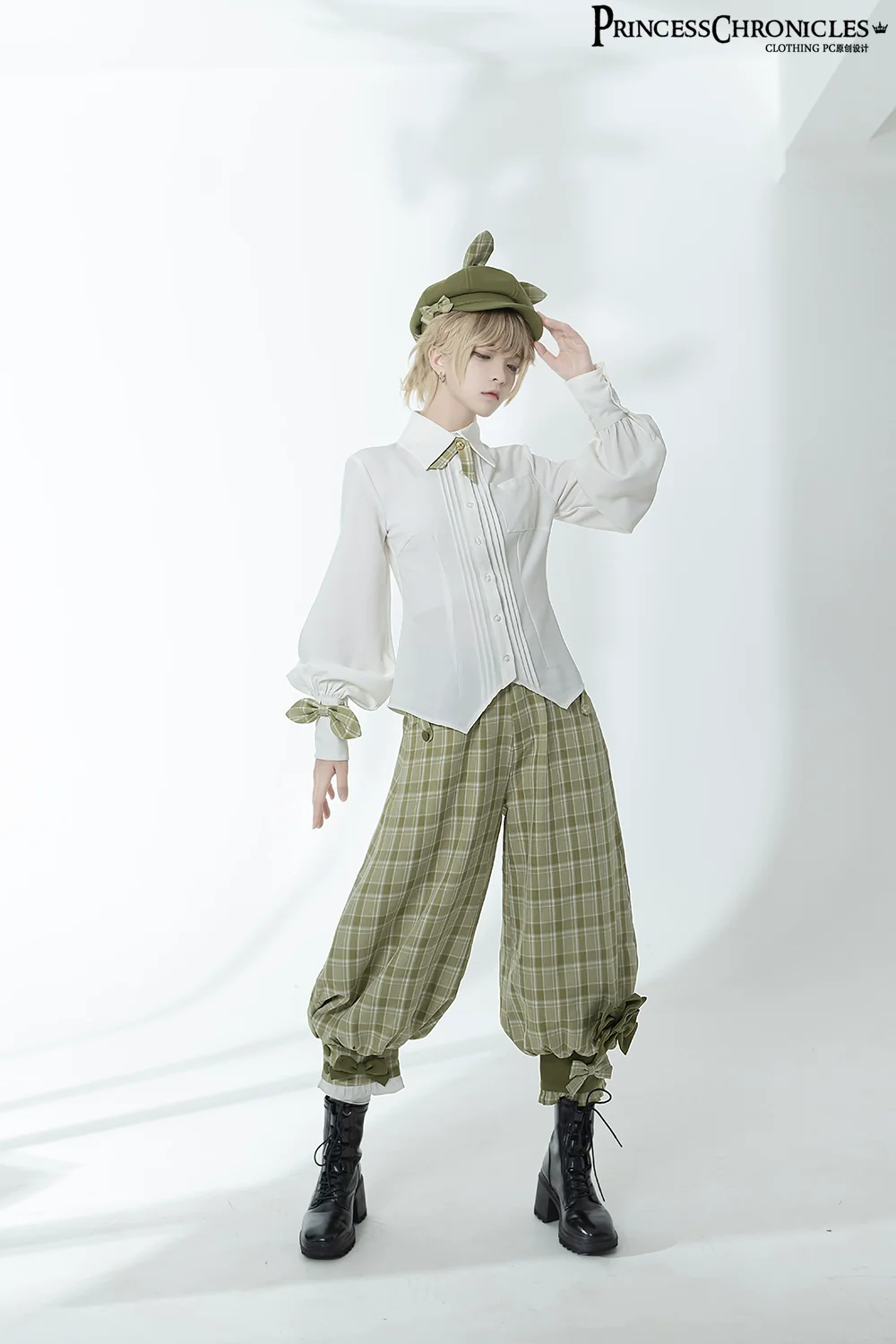 Secret Morning Paper - Ouji Lolita Shirt, Matcha Green Capri Pants - Image 27