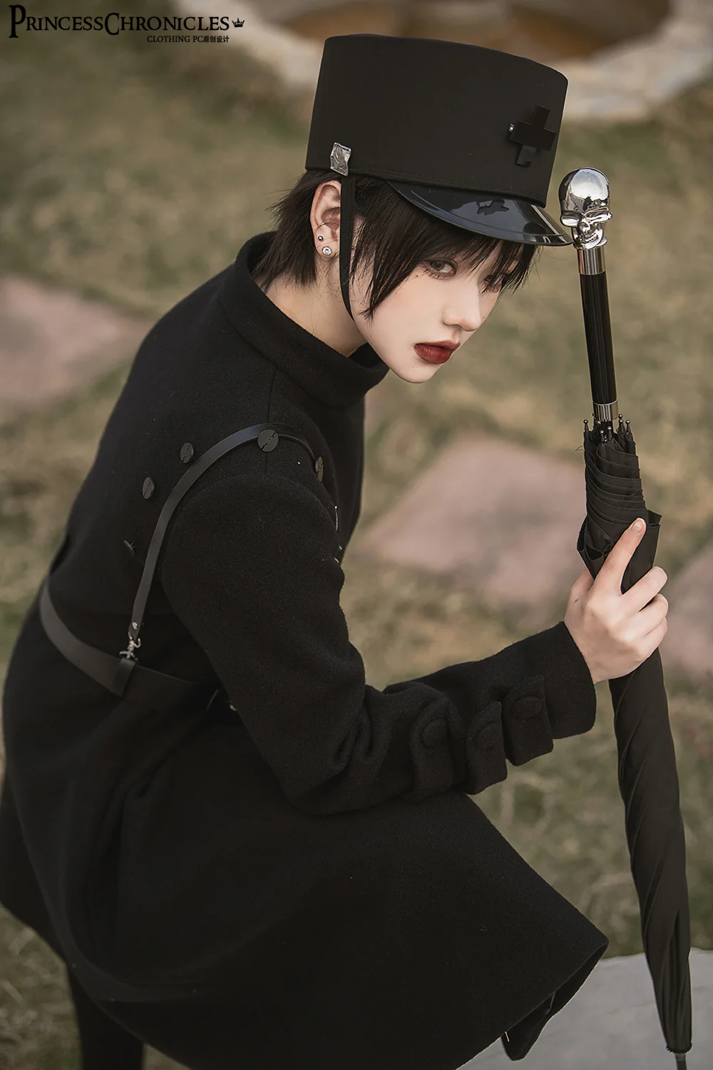 Ouji Lolita Winter Black Long Coat - Image 4