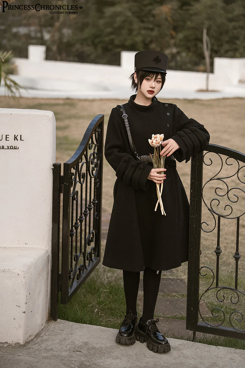 Ouji Lolita Winter Black Long Coat - Image 5