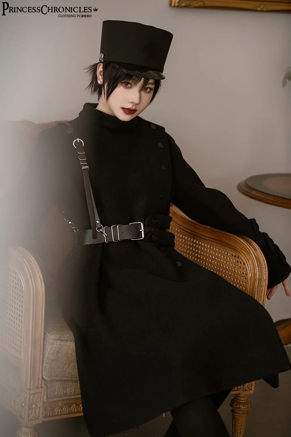 Ouji Lolita Winter Black Long Coat - Image 7