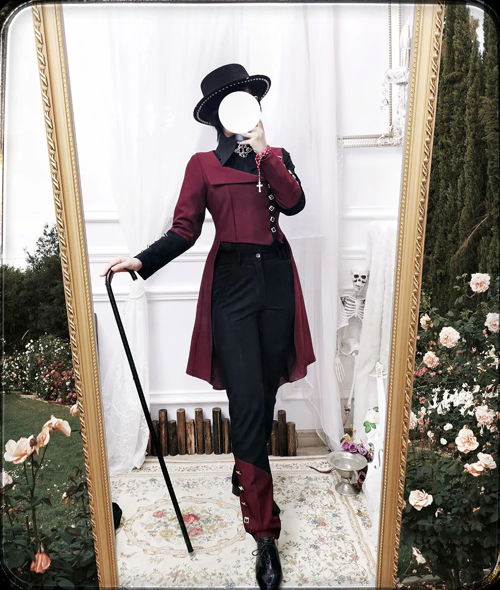 Red and Black - Retro Ouji Lolita Handsome Black Pants - Image 11