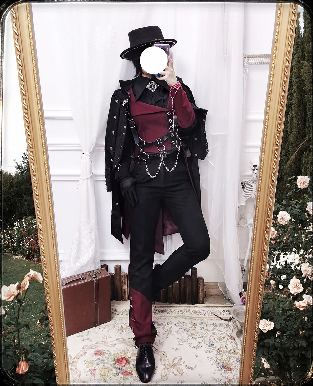 Red and Black - Retro Ouji Lolita Handsome Black Pants - Image 18
